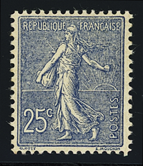 N°132 25c. bleu, excellent centrage, neuf * (quasi**),