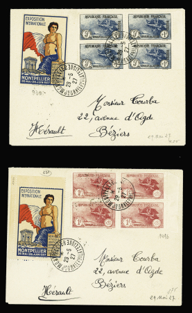 N°231/232 en blocs de 4 sur 2 lettres, cad de Montpellier