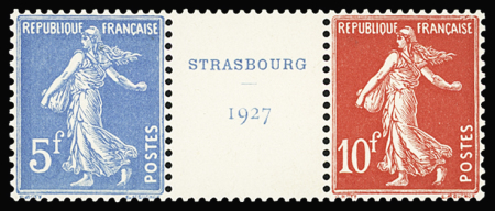 N°242A 5f bleu et 10f rouge Semeuse en paire avec
