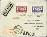 N°5 1f50 carmin et n°6b 1f50 outremer vif sur lettre