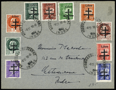 AIGURANDE - N°1 à 11 (sauf n°8) sur lettre pour