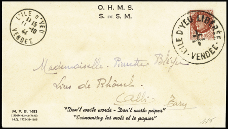 ILE D'YEU - N°4 1f50 brun-rouge sur lettre pour Albi