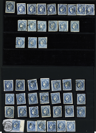 1870, 20c Bordeaux : + 200 timbres pour étude, tous