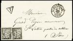 N°17 20c noir plus n°15 10c noir sur lettre (convocation