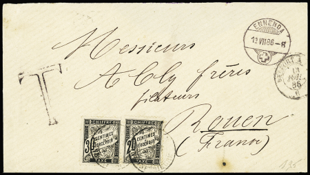 N°17 20c noir + n°18 30c noir obl. càd Rouen sur lettre
