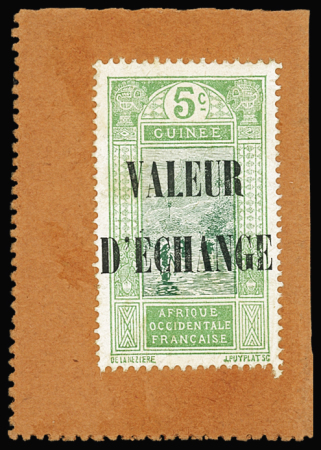 Timbres monnaie, 10c orange sur carton vert et 5c vert