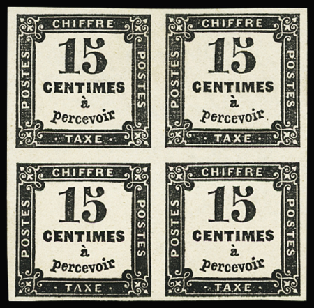 N°3 15c noir en bloc de 4 neuf (2 ** et 2 *), TB. Signé