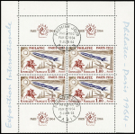 N°1422 Deux blocs de 4 du Philatec, un ex. obl du salon