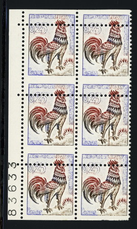 N°1331f 25c. Coq de Decaris, variété piquage à