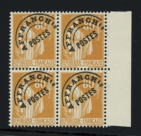 N°75 80c. orange, neuf ** en bloc de 4 avec bdf, TB