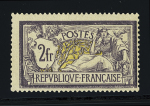 N°122 2f violet et jaune, neuf avec trace de charnière,