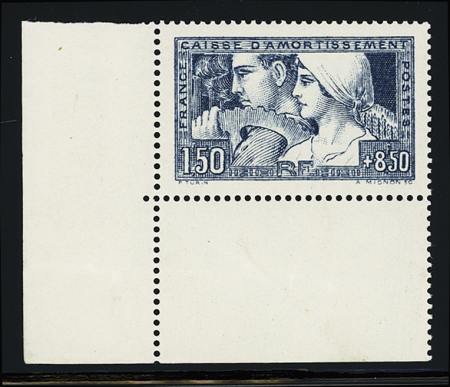 N°252 1fr.50 + 8fr50. "Le travail", cdf, neuf **, TB