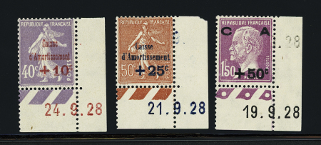 N°249/251 Caisse d'Amortissement, cdf daté, neuf **,