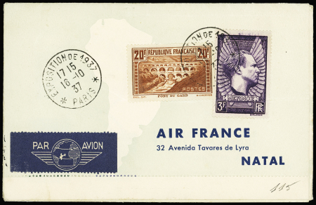 N°262 + N°237 Pli du Tour du Monde, par voie aérienne,