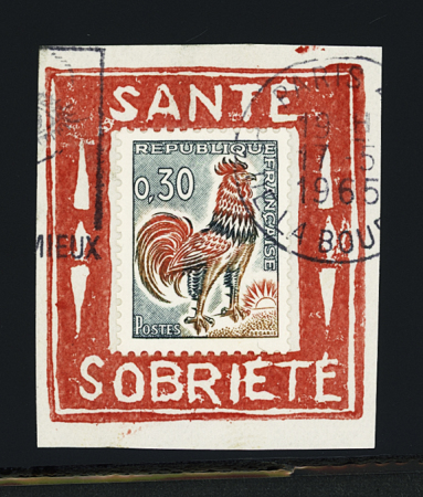 N°1331A 30c. Coq, Porte Timbre " Santé Sobriété"