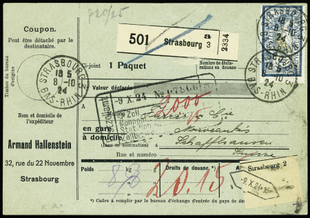 1924-1932, Lot de 6 bulletins de colis affranchis avec
