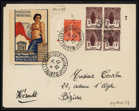 1919-1930, 3 lettres et une carte affranchies avec