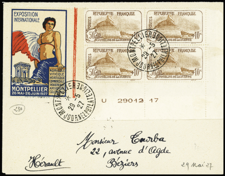 1919-1930, 3 lettres et une carte affranchies avec