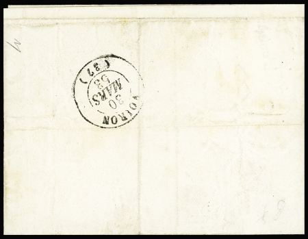 N°9a 10c bistre-brun sur lettre obl. PC 3153 (Saint-Laurent-du-Pont,
