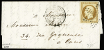 N°9a 10c bistre-brun sur lettre locale obl. étoile,