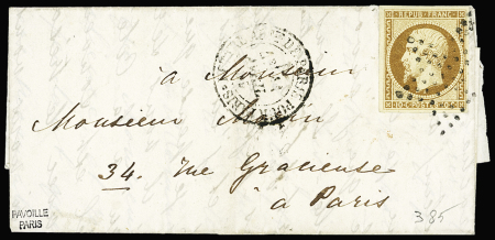 N°9a 10c bistre-brun sur lettre locale obl. étoile,