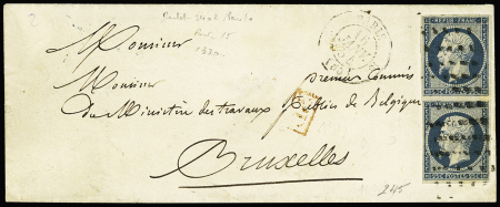 N°10 en paire verticale sur lettre pour Bruxelles,