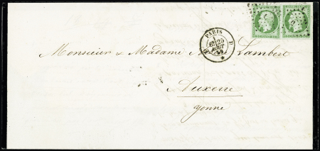 N°12 5c vert en deux exemplaires sur lettre pour Auxerre