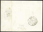 N°12 5c vert en bande de 4 obl. PC 2996 sur lettre