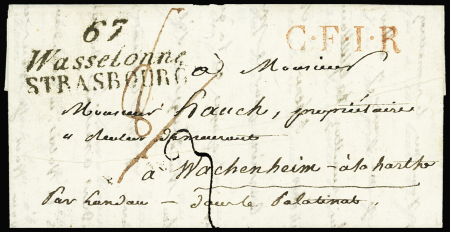 Lettre avec double cursive "67 Wasselonne Strasbourg"