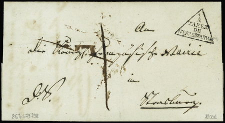 Lettre avec rare marque triangulaire "A taxer de S