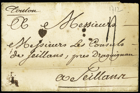Marque manuscrite "Toulon" (1712 - L n°1A) pour Se