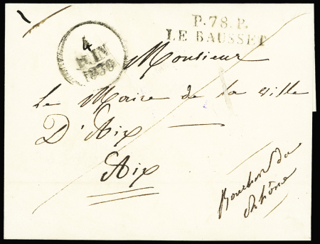 MP "P 78 P Le Bausset" + dateur A (1830), ind 14.