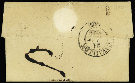 Cursive "78 Fayence" (1833) + taxe 4 tampon façon