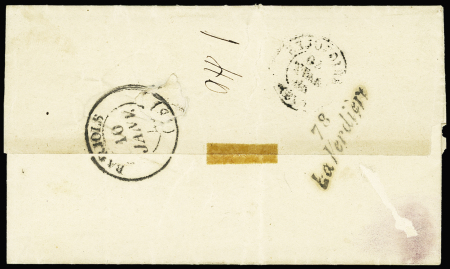 Cursive "78 La Verdière" (1849) en arrivée. TB