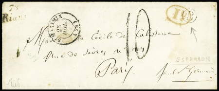 Cursive "78 Rians" + T15 "St Maximin" (1846) + boi