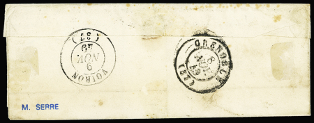N°3 OBL grille + T13 Briançon (1849) sur lettre po
