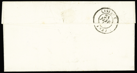 N°3 OBL grille + T14 "Caen (13)" (1850) sur lettre