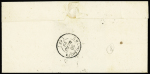 N°3 OBL grille + T15 Strasbourg (1849) sur lettre