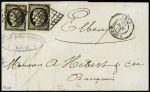N°3, 2 pièces, OBL grille + T15 Rouen (1850) sur l