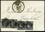 N°4, 2 paires OBL grille + T13 Lille (1851) sur le