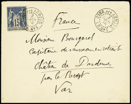 N°90 OBL CAD rond "Corr. Des armées LM n°3" (1894)