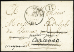 Lettre avec au verso double cursive "11 Cassagnes