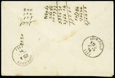 N°42 5c vert, bande de 4, touchée, OBL GC 1284 + T