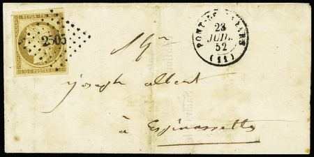 N°1 OBL PC 2505 + T15 Pont-de-Salars (1852) sur le