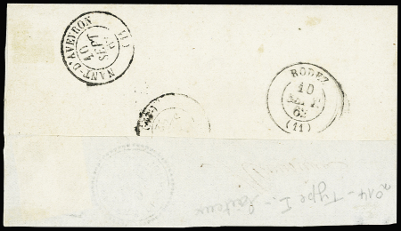N°14 OBL PC 3123 + T22 "St Jean du Bruel" (1862) s