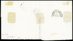 N°12 5c vert, deux paires sur devant de lettre avec