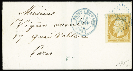 N°13 10c bistre sur lettre locale, obl. PC 2386 (Passy-les-Paris,