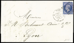 N°14Bb 20c bleu sur lilas belles marges sur lettre