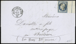 N°14Ai 20c bleu laiteux grand BdF et filet d'encadrement