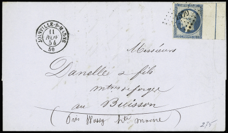 N°14Ai 20c bleu laiteux grand BdF et filet d'encadrement